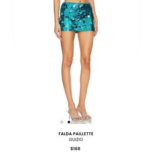 High Waist Sequin Shorts - Teal
